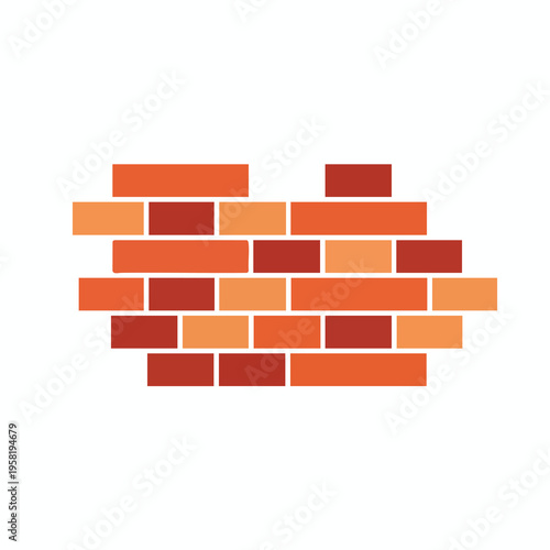 Pattern of orange and red rectangular bricks laid in staggered courses on a white background