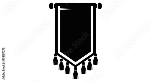 Black banner with white trim.