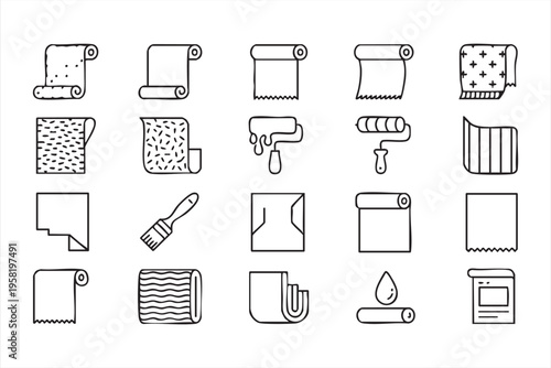 Interior Decoration and Renovation Line Icons for DIY and Construction