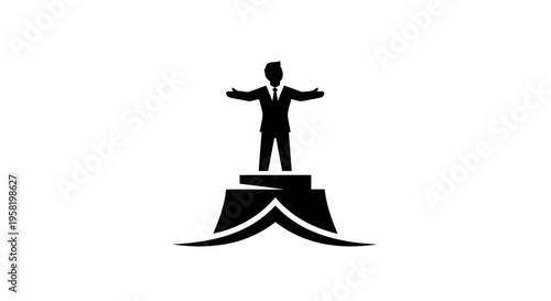 Businessman standing on a podium.