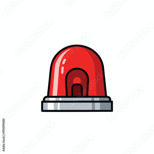 Bright red warning light with a reflective band on a white background