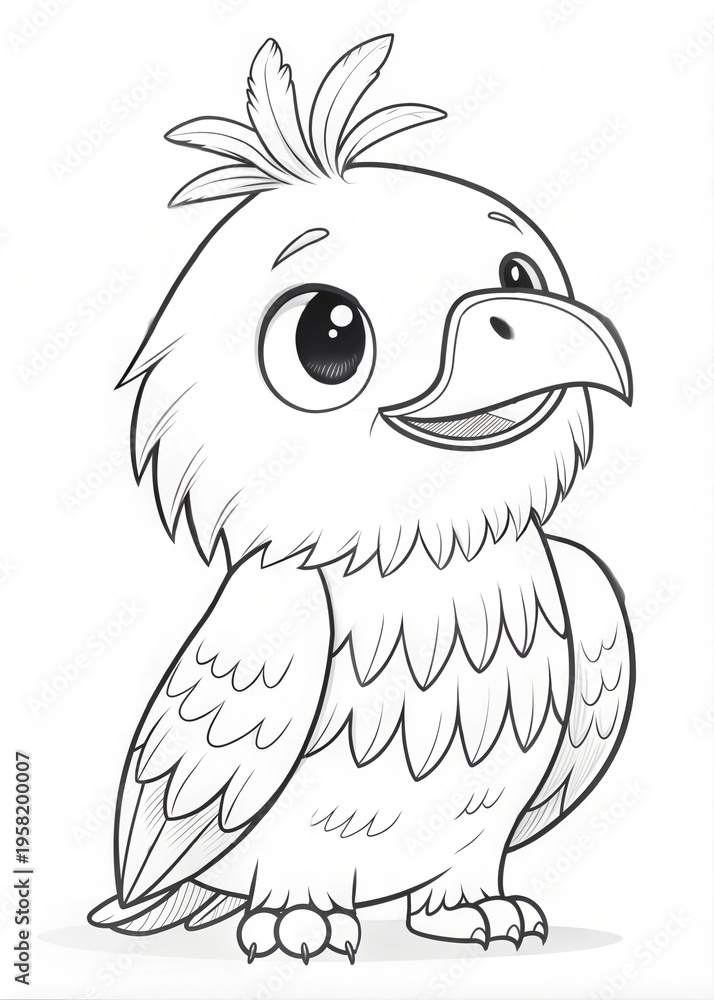 Fototapeta premium Cute Eagle Outline Sketch for Coloring Book 