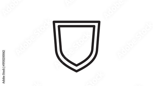 Shield emblem outline icon with simple black lines and a white background, representing security and protection. Free Download Shield emblem outline icon with simple black lines and a white background, representing security and protection. - GFXLoad