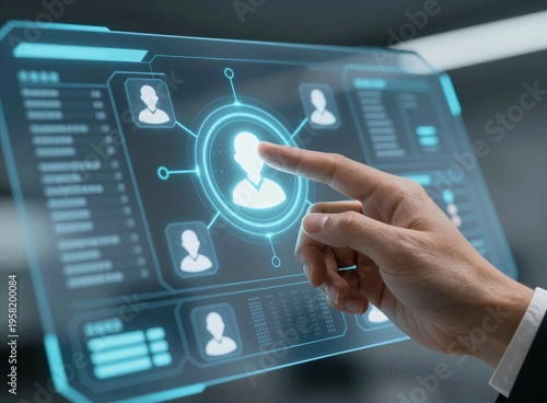 Business hand touching innovation technology interface with growth chart on virtual screen