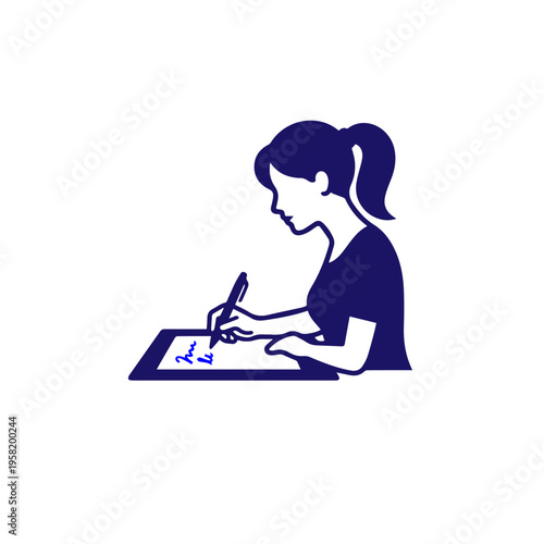 A Girl Writing on Her Notebook