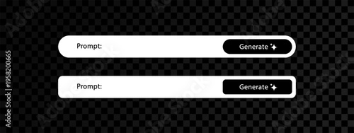 Generate AI prompt bar set. Artificial intelligence, machine learning technology, chat, futuristic, button design concept. Vector illustration