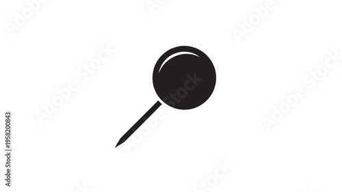 Magnifying glass icon with sharp pointed handle, representing investigation and close examination in a simple black and white design.