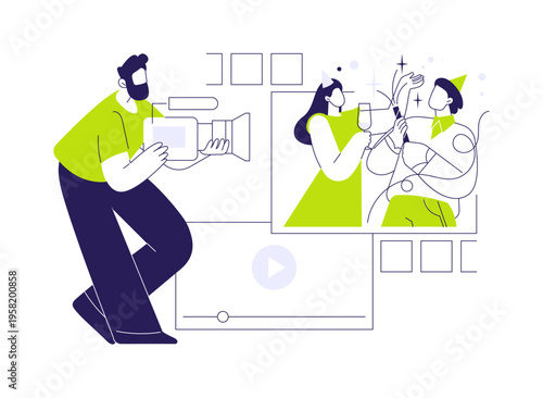 Videographer isolated cartoon vector illustrations.