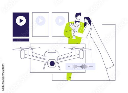 Drone filming isolated cartoon vector illustrations.