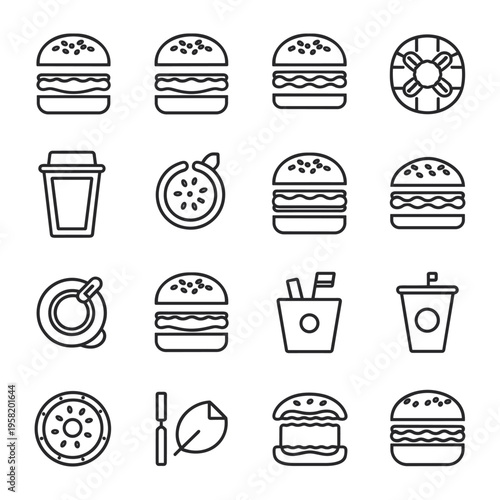 Minimal Hamburger Line Icon Set Vector Illustration