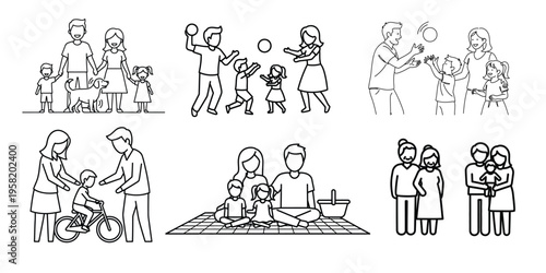 Illustrations of family and social interactions