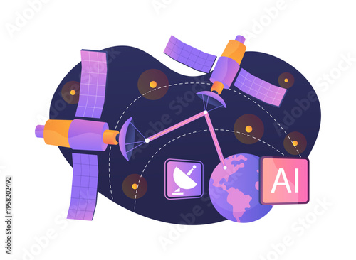 Satellite Quantum Backbone abstract concept vector illustration.