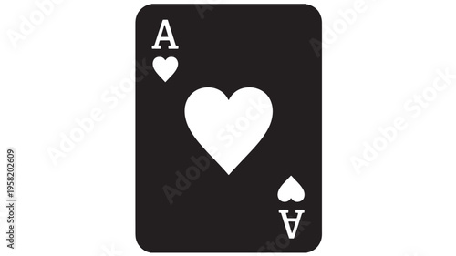 Ace of Hearts playing card icon with a simple, graphic design on a black background representing luck or chance.