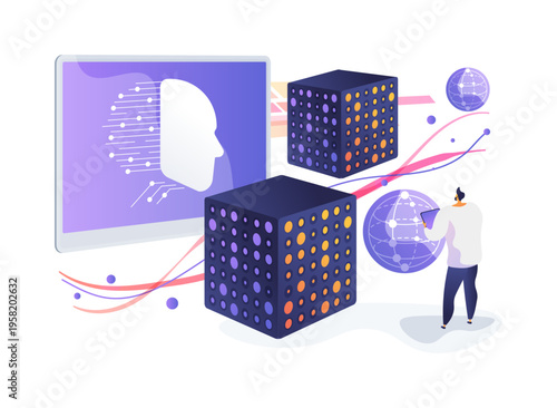 Quantum Internet Protocol Testing abstract concept vector illustration.