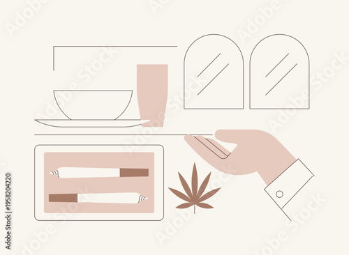 Ordering pre-rolled joint isolated cartoon vector illustrations.