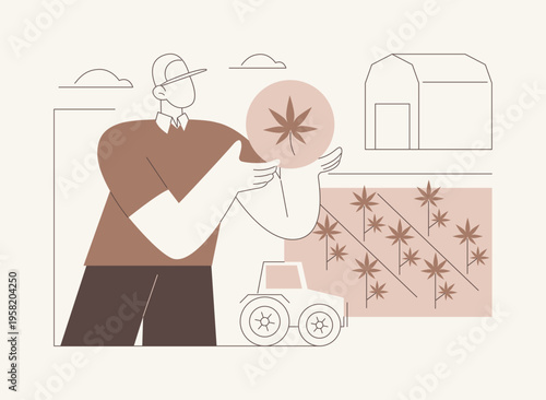Outdoor cannabis farm isolated cartoon vector illustrations.