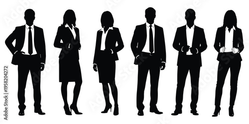 Silhouettes of business professionals standing in a row