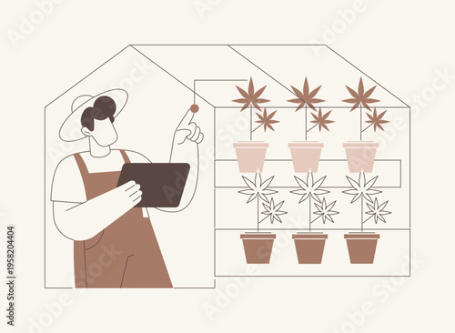 Commercial cannabis greenhouse isolated cartoon vector illustrations.