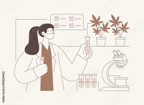 Testing cannabis in a lab isolated cartoon vector illustrations.
