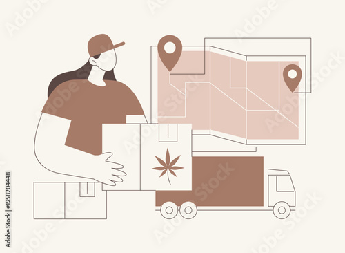 Cannabis shipping isolated cartoon vector illustrations.