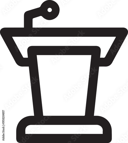 A Silhouette Black flat Line vector icon with a picture of speech as tribune no Background