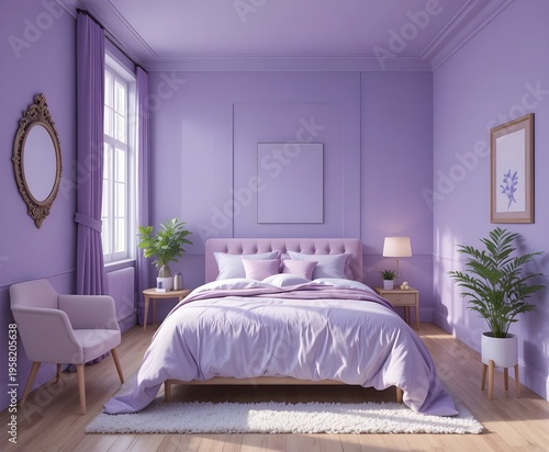 Room with light purple color theme.