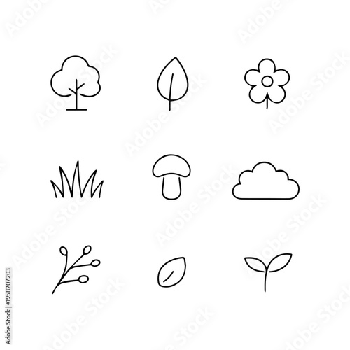 nature minimalist line icon set
Vector minimalist line icons on a white background