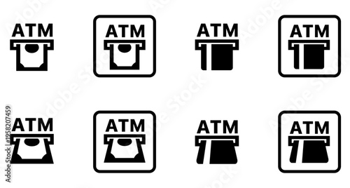 銀行ATM、クレカ、キャッシュカード、現金のアイコン
