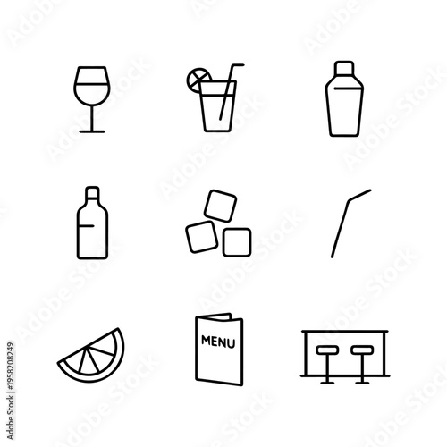 bar minimalist line icon set
Vector minimalist line icons on a white background