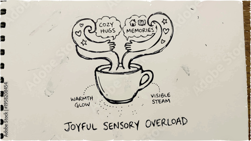 Joyful Sensory Overload Sketch with Coffee Cup