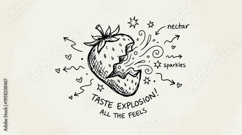 Strawberry Taste Explosion with Sparks and Hearts