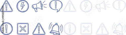 Blue line set and blue icon set together for designers and developers