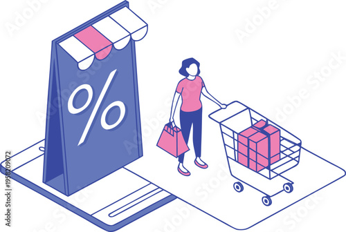 Isometric Business Growth and Finance Strategy Illustration