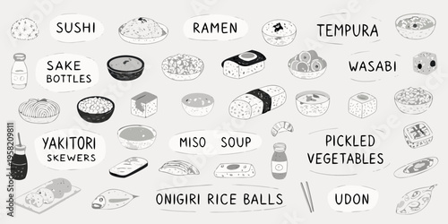 A colorful collection of various japanese foods and traditional dishes