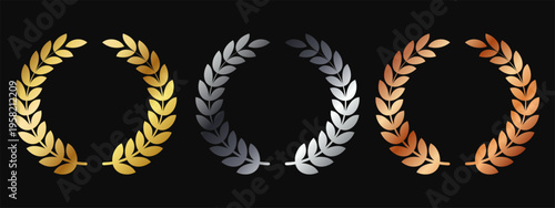 Vector wreaths and branches with leaves. Images of laurel wreaths and branches. Laurel wreaths, swirls. Elements of herbs, flowers, and plants. Elements for your design.