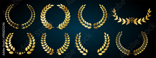 Vector wreaths and branches with leaves. Images of laurel wreaths and branches. Laurel wreaths, swirls. Elements of herbs, flowers, and plants. Elements for your design.