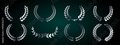 Vector wreaths and branches with leaves. Images of laurel wreaths and branches. Laurel wreaths, swirls. Elements of herbs, flowers, and plants. Elements for your design.