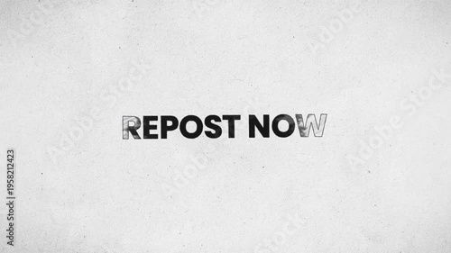 Repost Now Pencil Scribble Text Animation 4K Content Sharing Prompt and Social Media Distribution Call To Action