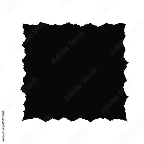 Torn Paper Square Frame Vector Ripped Edges Rough Border Black Paper Element Isolated