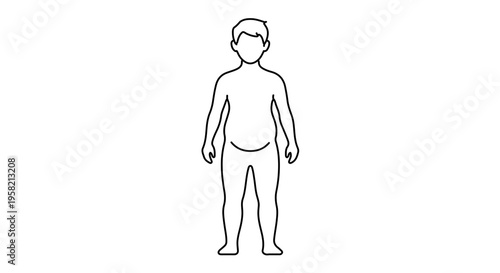 Outline of a young boy with abdominal fat, representing cortisol effects on health