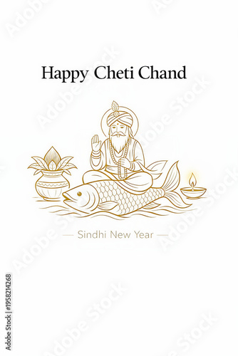 Happy Cheti Chand & Sindhi New Year: Lord Jhulelal Jayanti Illustration
