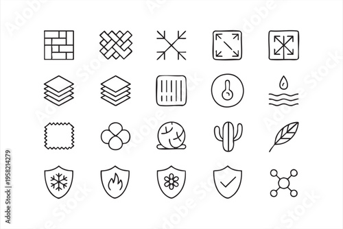 Clothing Fabric and Textile Line Icons for Industry and Manufacturing