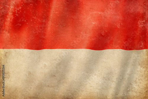 Old vintage flag of Monaco, worn and stained