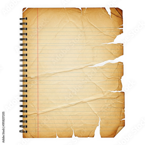 Antique parchment with spiral-bound notebook and pen lines