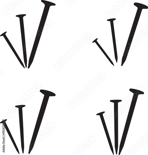 Black nails silhouette in four groups