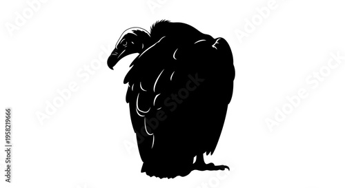 Black silhouette of a vulture standing alone