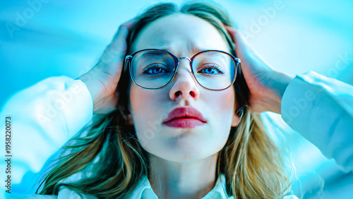 Femme se tenant la tête dans les mains pour cause de maux de tête