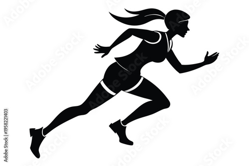running female silhouette line art vector illustration with a white background