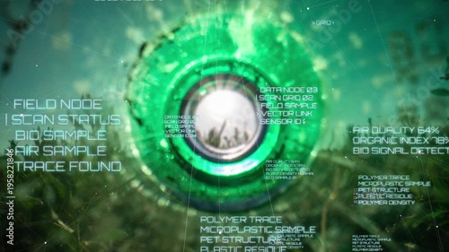 Futuristic environmental monitoring plastic waste scanning interface