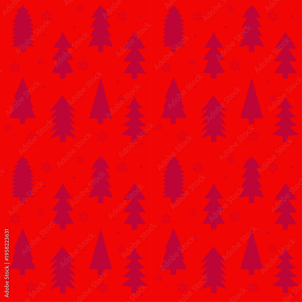 Obraz premium Minimal Red Christmas Tree Pattern